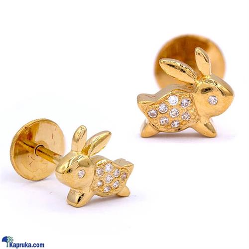 RAJA JEWELLERS 22K GOLD EAR STUD SET WITH 0.084CT ROUND C- ZE000104