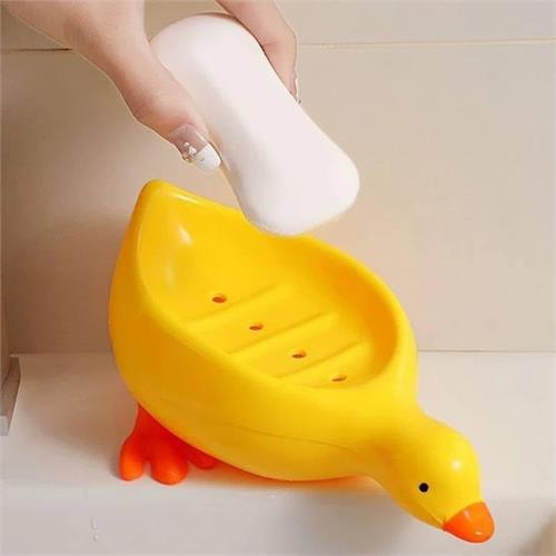 1pc Cute Soap Dish With Drainage, Household Portable Yellow Duck Soap Holder For Bathroom