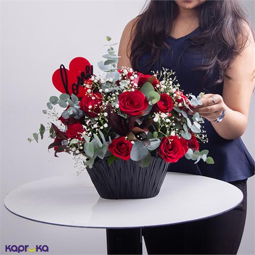 A Love So Beautiful Flower Arrangement With 16 Red Roses For Valentine