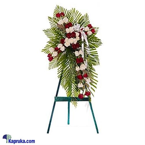 Funeral Wreath With White And Red Roses