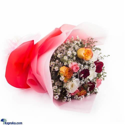 Dozen Multicolored Roses Bouquet