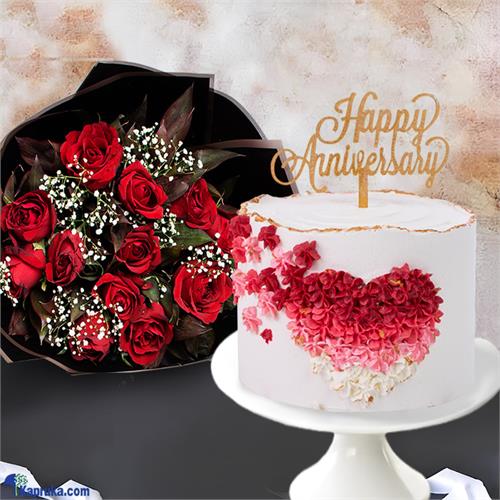 Eternal Passion Celebration Package - Red Rose Bouquet With Cake