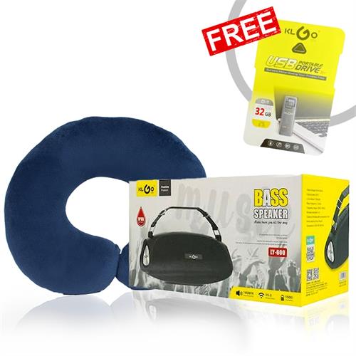 Tech - drive treasures gift set with free klgo usb drive - (klgo wireless speaker/ neck rest pillow)