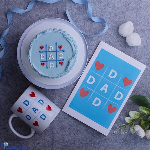 Dads Perfect Gift Combo With Bento Cake, Greeting Card And Mug Bundle