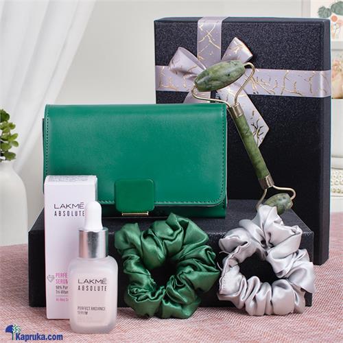 Soft Touches For Greeny Ladies- Gift Set For Her, Gift For Birthday ,lakme Serum,premium Wallet ,scrunchies With Face Massager