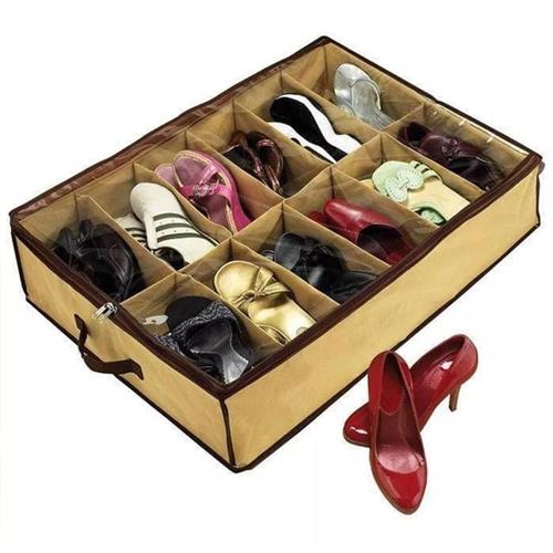 Bed Storage Shoes Organizer Bag With Clear Plastic Zippered Cover Box Plastic Brown Boots Shoe Cover