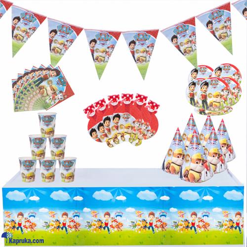 7 In 1 Paw Petrol Birthday Decorations With Birthday Flags, 6 Hats, Plates , Napkins, Blow Outs Whistles And Table Cloth AJ0500