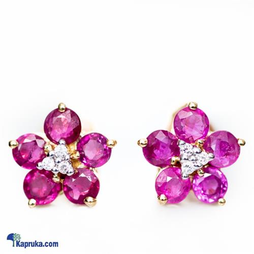 Mallika hemachandra 18kt gold estud set with ruby and diamonds- e884/1