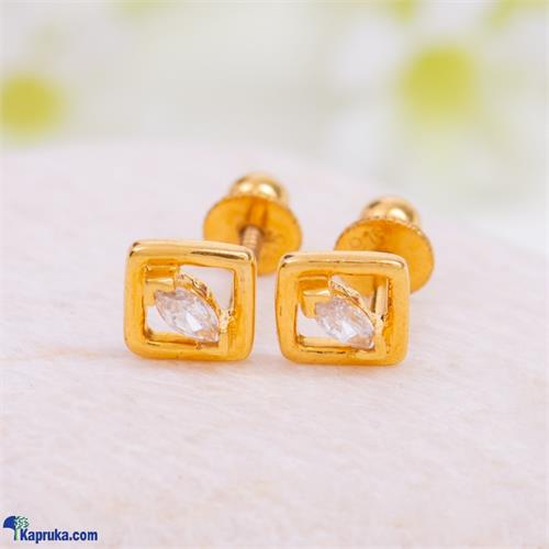 Mallika hemachandra 22kt gold ear stud set with cubic zirconia.(e1095/1)