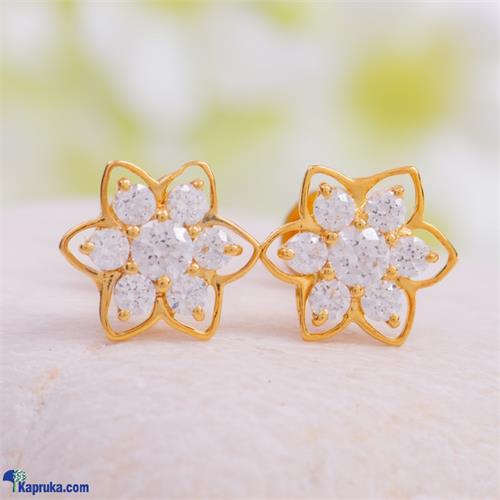 Mallika hemachandra 22kt gold ear stud set with cubic zirconia.(e1136/1)