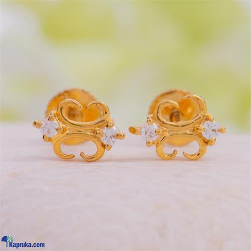 Mallika hemachandra22kt gold ear stud set with cubic zirconia.(e283/1)