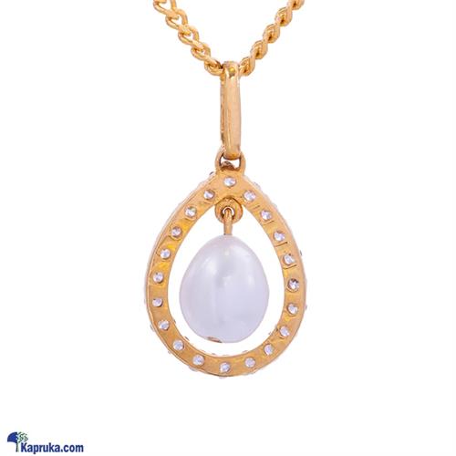 Mallika hemachandra 22kt gold pendant set with pearl and cubic zirconia (p1762/3)