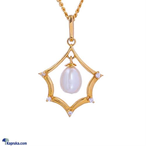 Mallika hemachandra 22kt gold pendant set with pearl and cubic zirconia (p1955/1)