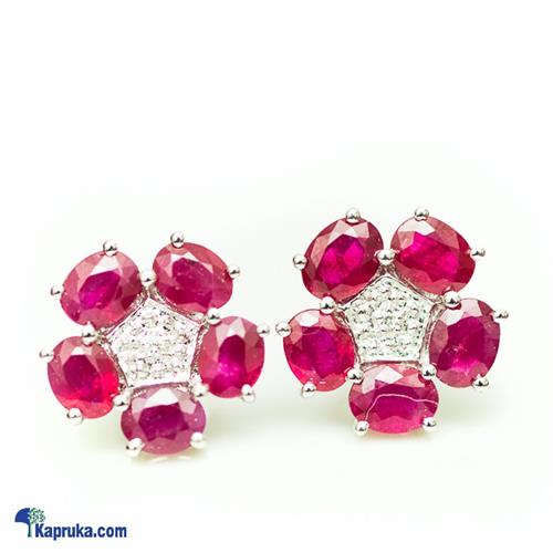 Mallika hemachandra 18kt gold estud set with ruby and diamonds- e935/1