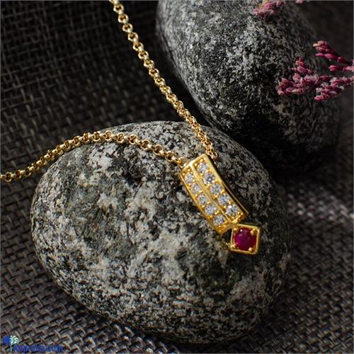 STONE N STRING RUBY STONE PENDENT CHAIN - K0405