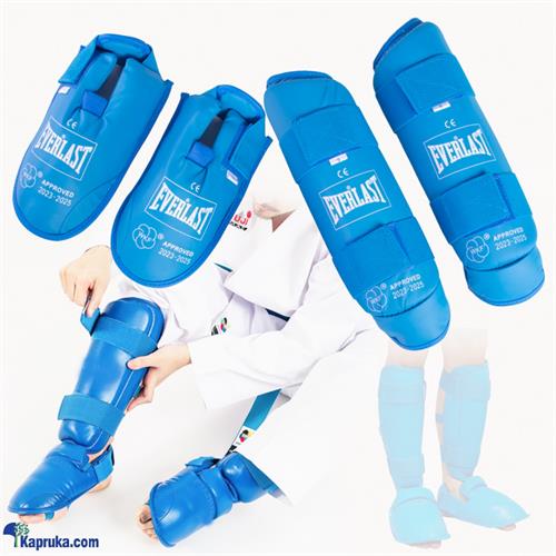 EVERLAST MMA Martial Arts Shin Guards ? Padded, Adjustable Muay Thai Leg Guards With Instep Protection - Blue Colour - Small