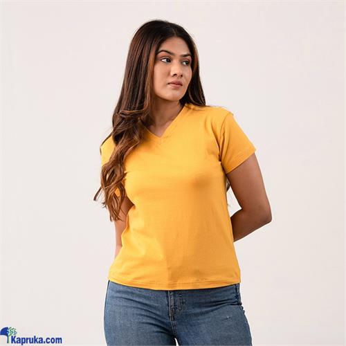 Lustre Mustard Signature Plain V Neck Tee