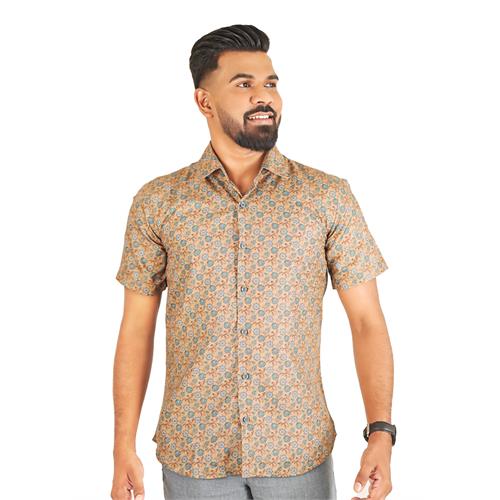 MENS CASUAL PRINTED SHORT SLEEVE SHIRT