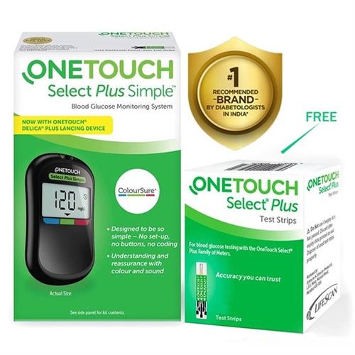 ONE TOUCH SELECT PLUS SIMPLE METER BLOOD GLUCOSE MONITORING SYSTEM WITH FREE ONE TOUCH SELECT PLUS SIMPLE STRIPS 25S