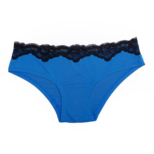 Jenna - hipster brief in blue lolite w/ black lace