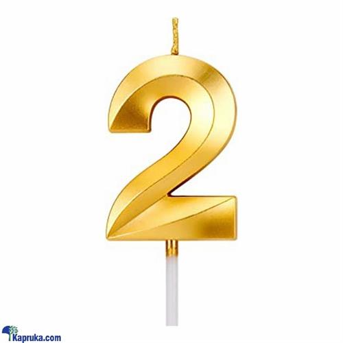 Number 2 Smokeless Candle For Birthday, Anniversary, Cake Topper ( 5cm) - Gold