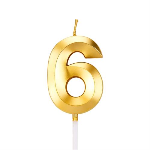 Number 6 Smokeless Candle For Birthday, Anniversary, Cake Topper ( 5cm) - Gold