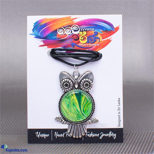 Vyvarna stainless steel/ metal pendant with cotton cord - owl design