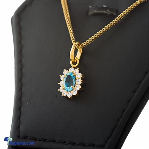 Mallika hemachandra 22kt gold pendant with blue topaz and cubic zirconia (p580/5)