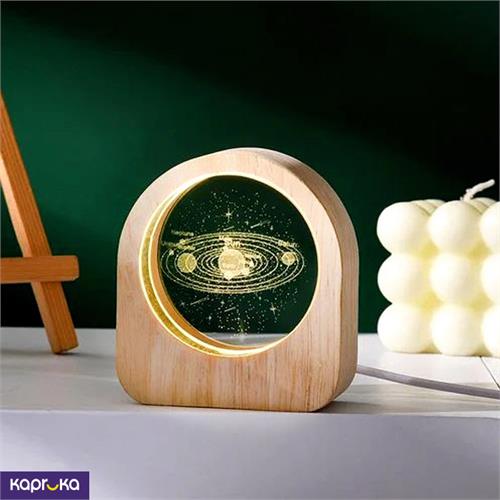 Solar System Galaxy Night Lamp With Wooden Base