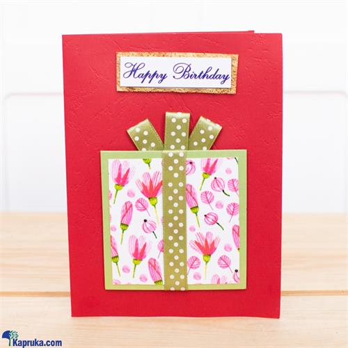 Green - Pink Gift Parcel Handmade Birthday Greeing Card