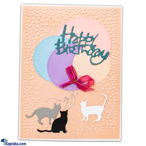 Handmade 'happy Birthday' Balloons And Cats Greeting Card