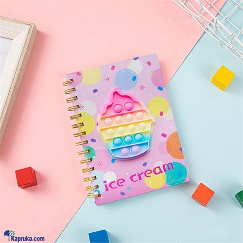 Pop It Ice Cream A5 Notebook Anti Stress Relieve Children Sensory Toy Silicon Pop It Notebook 80 Pages Finger Push Bubble Diary For Kids