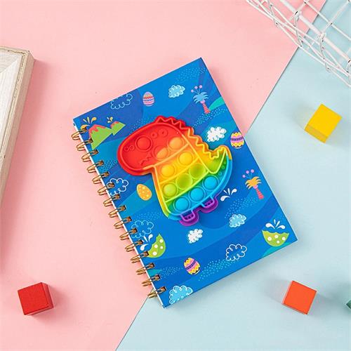 Pop It Little Monster A5 Notebook Anti Stress Relieve Children Sensory Toy Silicon Pop It Notebook 80 Pages Finger Push Bubble Diary For Kids