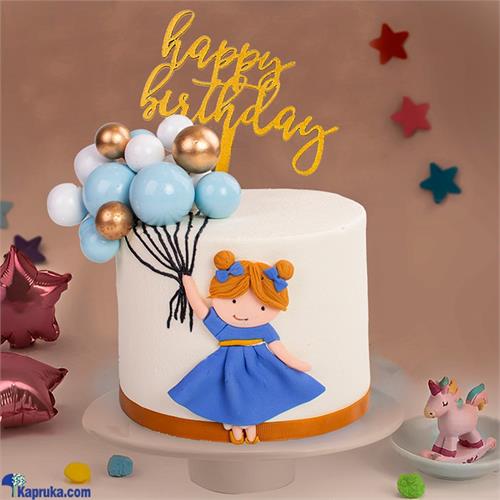 Girls Balloon Delight Birthday Celebration Cake