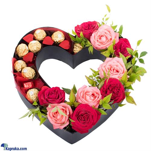 Im Always Open For You, Arrangement With 9 Roses, 8 Ferrero Rocher, 5 Java Heart Shaped Chocolates