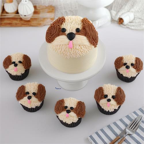 Puppy Pals Bento Cake With 5 Cupcakes