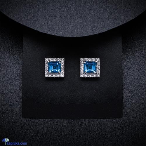 TASH GEM AND JEWELLERY Square Blue Topaz Cluster Earrings TS- KA48