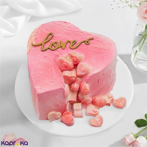 Valentine Heartburst Delight Cake Filled With 16 Pieces Of White Heart Chocolate