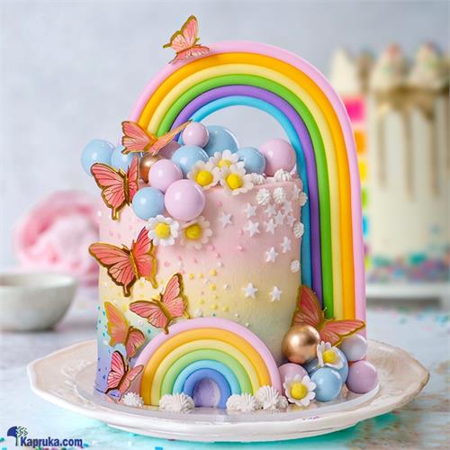 Whimsical Butterfly Rainbow Ribbon Birthday Cake