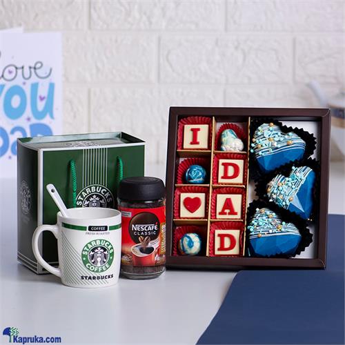 Dads Coffee Trio - Starbucks Coffee Mug With NESCAF Classic 50g Jar And Java Chocolate