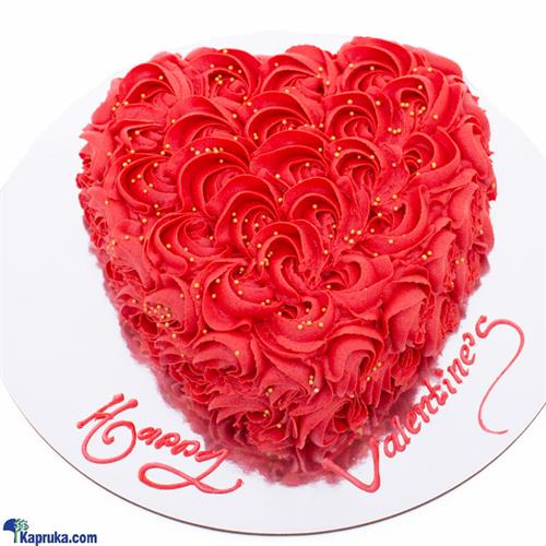 Divine Heart Ribbon Cake With Red Flower Deco