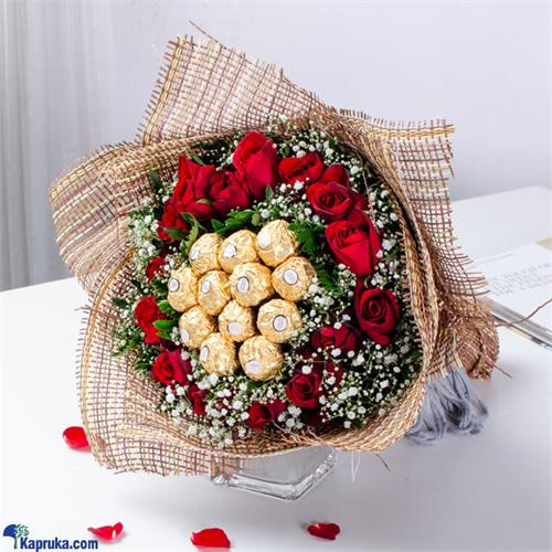 Ferrero Blooms Of Love 15 Red Rose Arrengement