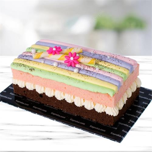 Rainbow Vanilla Ribbon Loaf Cake