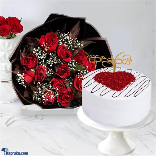 Rose Radiance Adarei Bliss Duo- Cake With 12 Red Rose Boquet