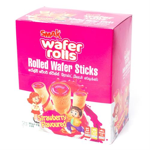 Smak Wafer Rolls Strawberry Flavoured- 24 Pcs