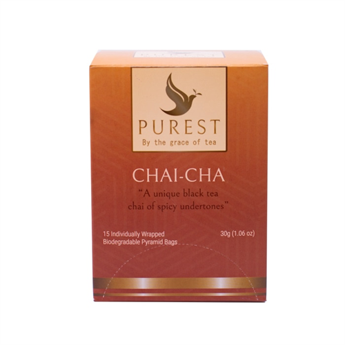 Purest chai- cha 2g x 15 biodegradable pyramid tea bags (30g / 1.06oz) - Beverages