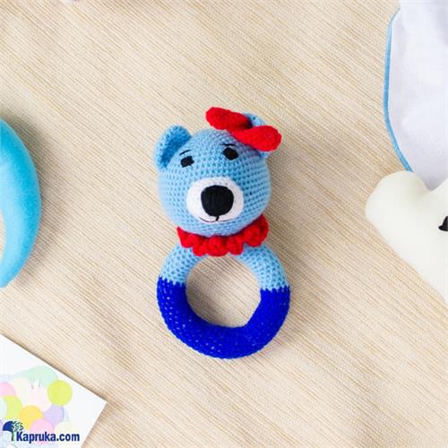 Crochet Bear Baby Cloth Rattle Ring, Infant Newborn, Animal Rattle Sensory Development Hand Grips Toys