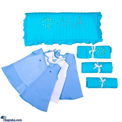 Three Languages Baby Hand Quilt Gift Set With Hand Embroidery Shirts - Blue , Best Gift For Newborn Baby Boy -With Pillows