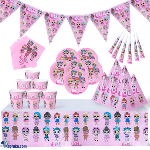 7 In 1 LOL Surprise Birthday Decorations With 6 Pates, Cups, Hats Napkins, Flags, Whistles And Table Cloth- AJ0499