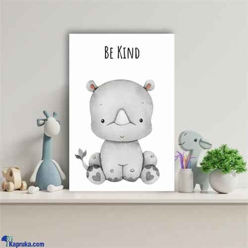 Be Kind Rhino Baby Nursery Wooden Wall Art D cor (8x12 Inch) Art Prints For Kids Room